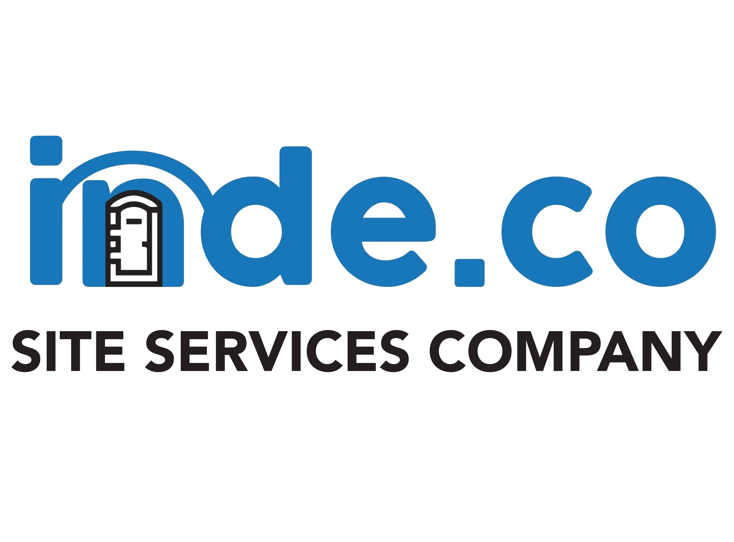 Logo of Indeco Site Services in blue color